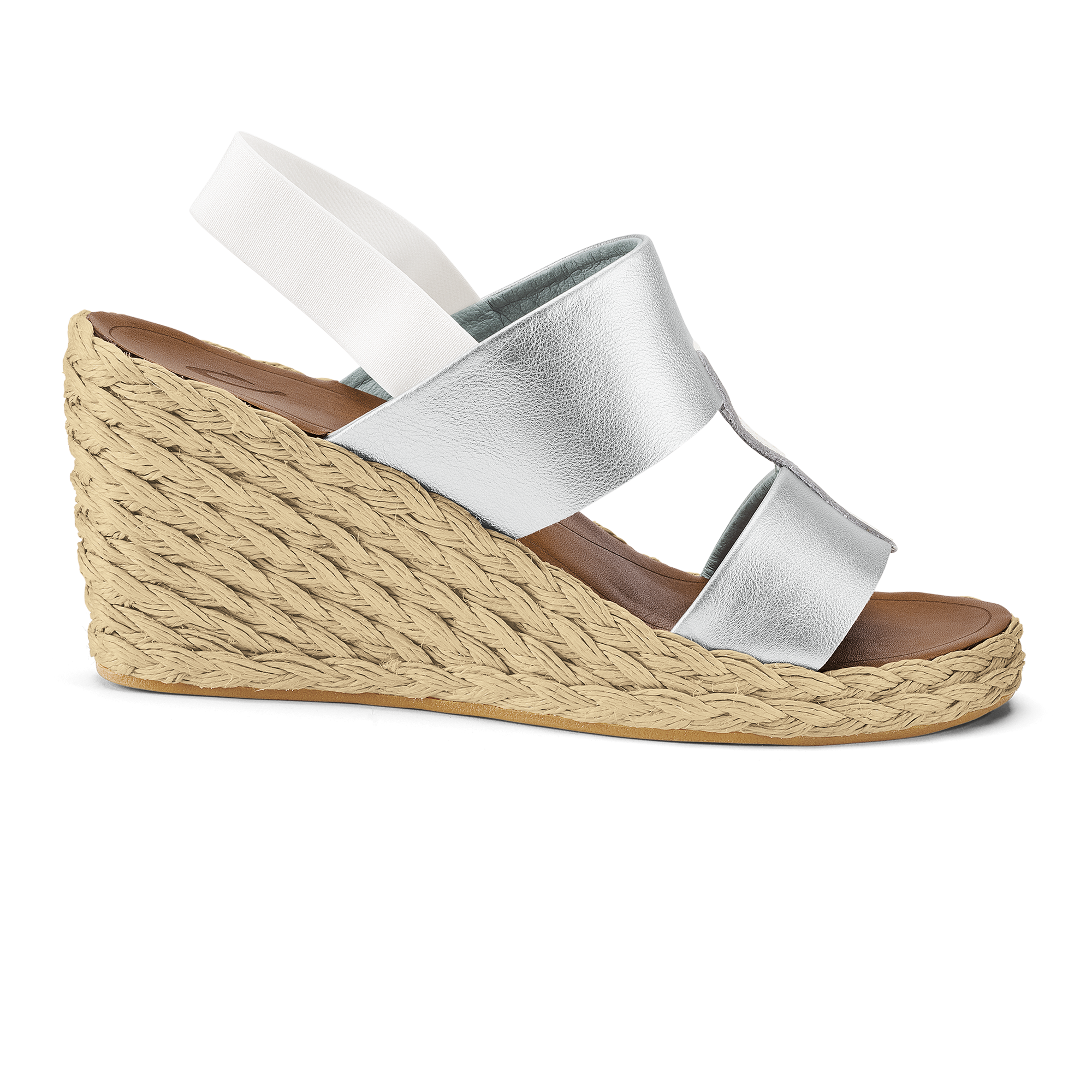 Lile Wedge  -  Silver / Tan