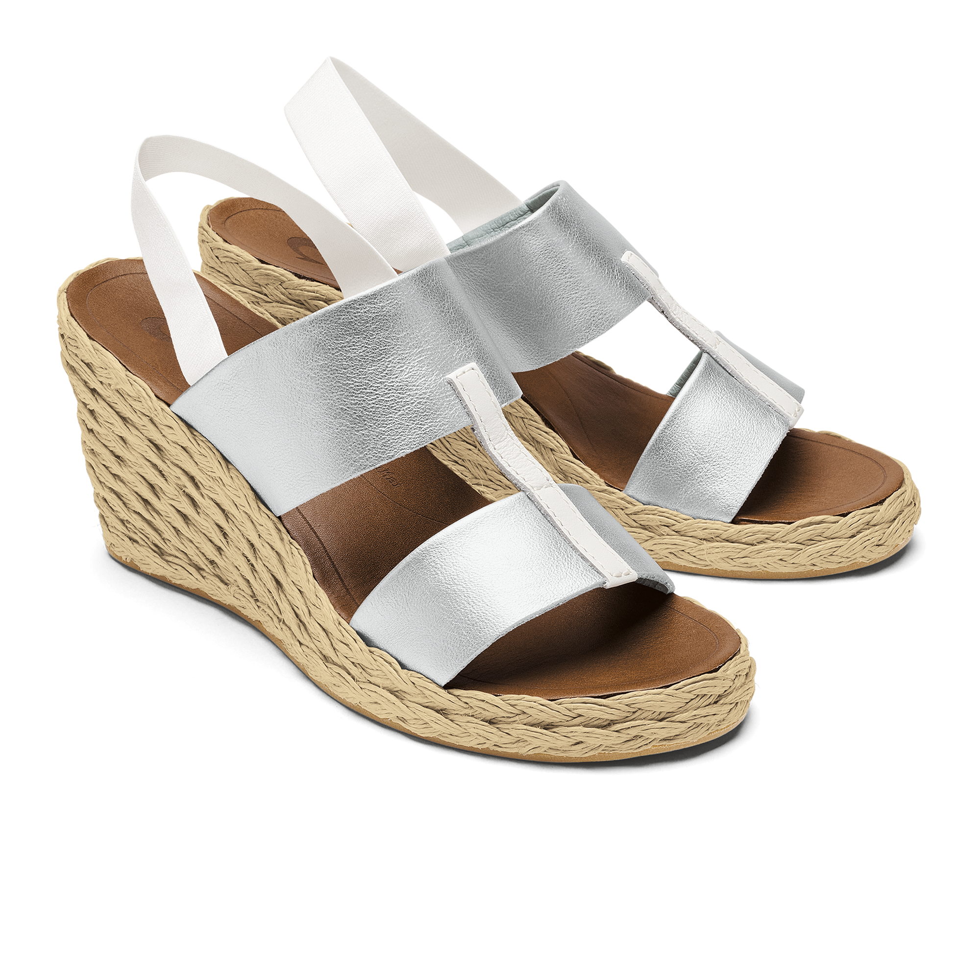 Lile Wedge  -  Silver / Tan