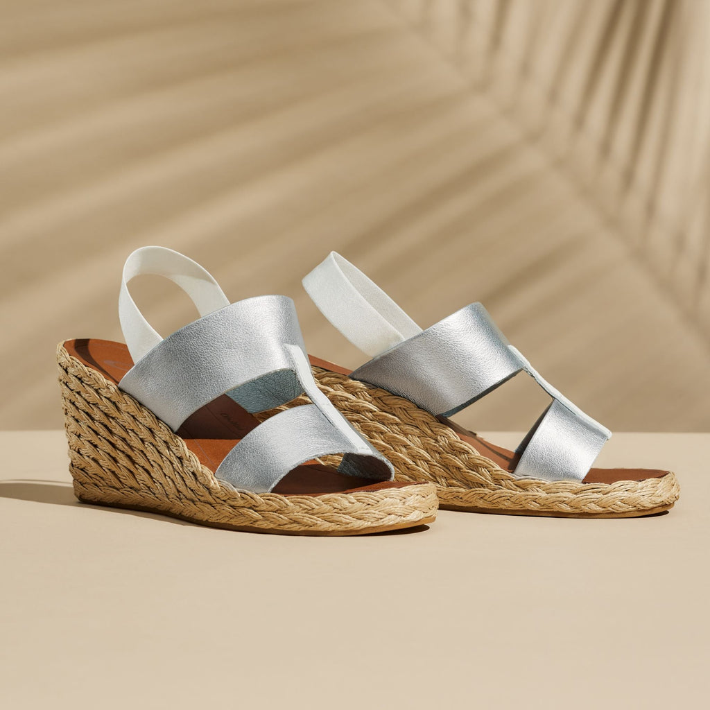 Lile Wedge  -  Silver / Tan